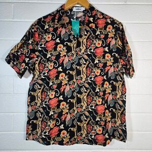 NWT Vatpave Floral Print Button Up Shirt Mens Large Tropical Summer Resort Prep